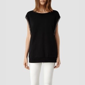 All Saints Itita Chain Tunic Tank Sweatshirt Black
